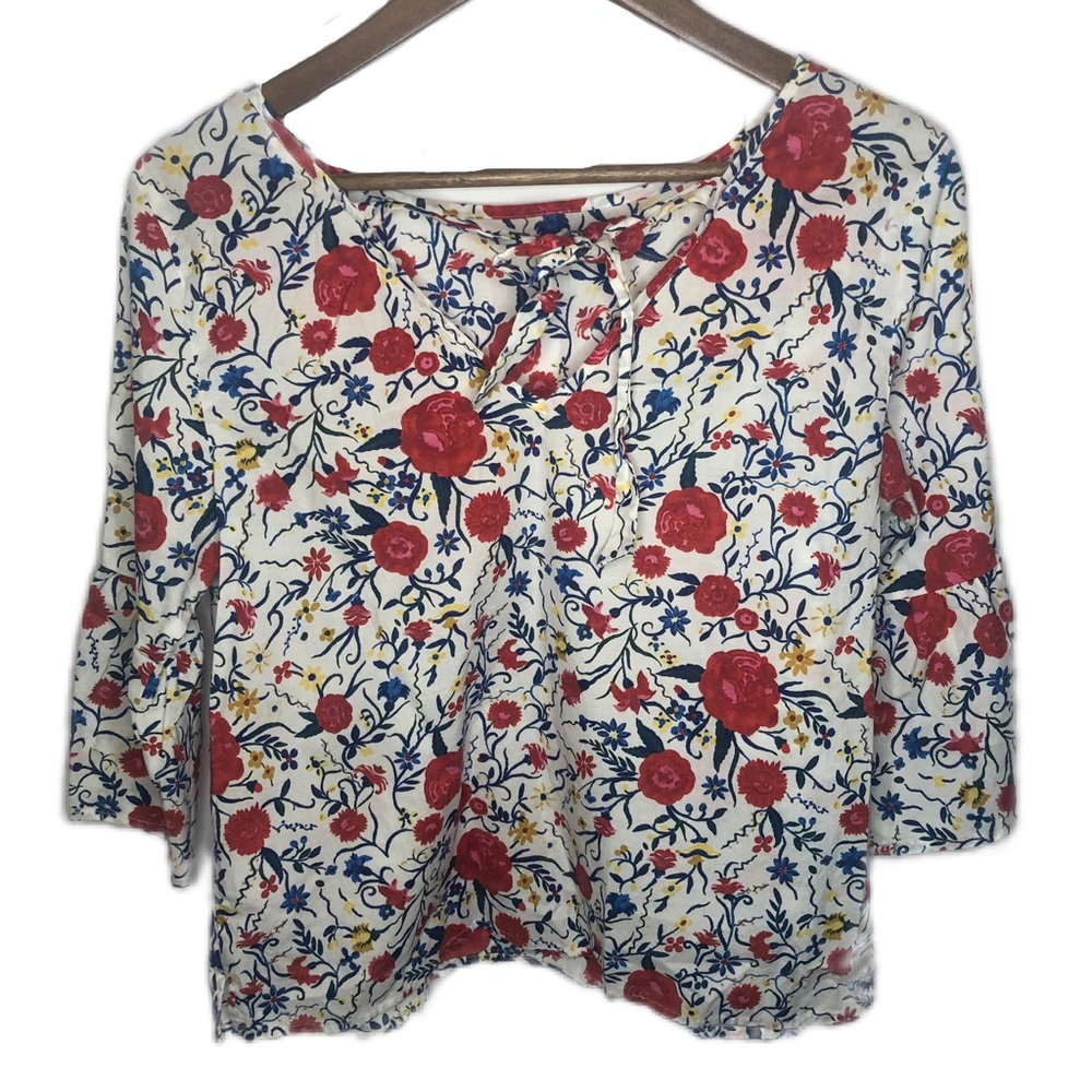 J. Crew Women’s Size 8 Half-Sleeve White Floral Top